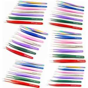 Eyelash Extension Tweezers Russian 3D 6D Volume Lash L-Shape Needle Nose Angled