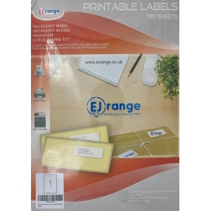 EJRange Thicker Address Labels 100 Sheet White A4 Sticky Self-Adhesive Inkjet Laser Printer Peel