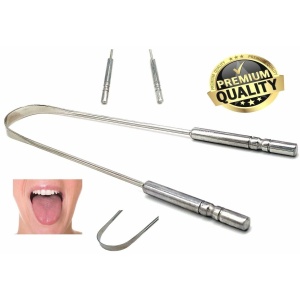 STAINLESS STEEL TONGUE CLEANER / ORAL HYGIENE SCRAPER STAINLESS STEEL