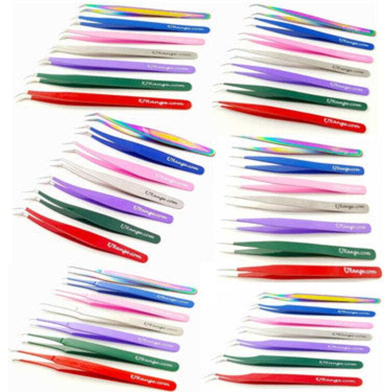 Eyelash Extension Tweezers Russian 3D 6D Volume Lash L-Shape Needle Nose Angled