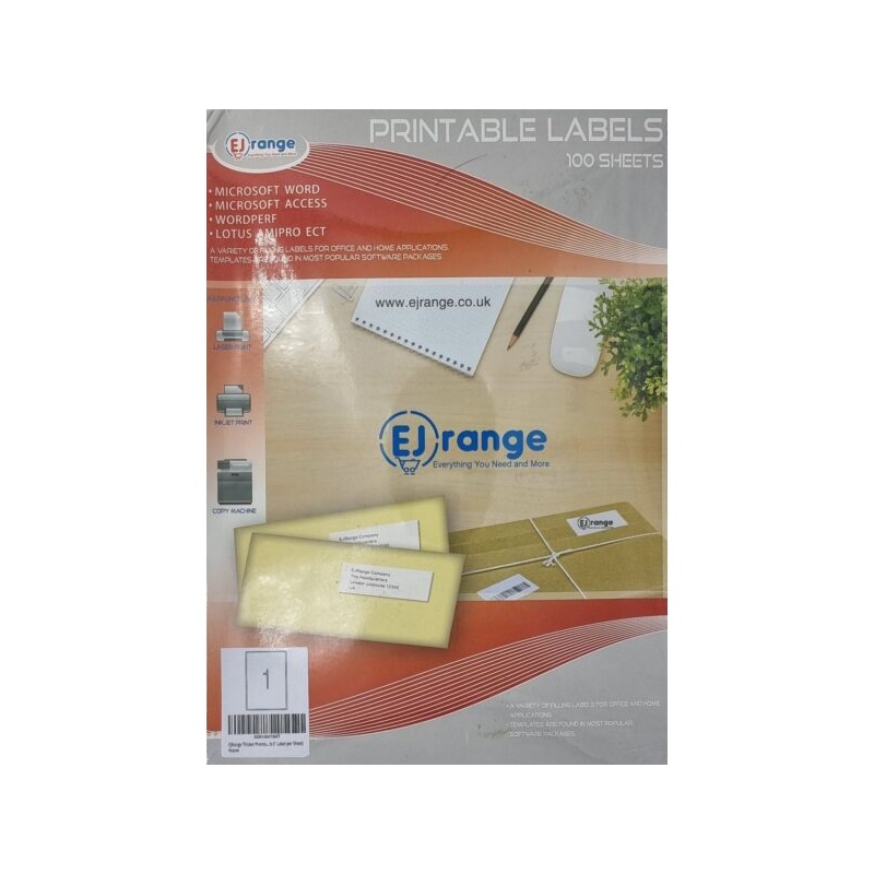 EJRange Thicker Address Labels 100 Sheet White A4 Sticky Self-Adhesive Inkjet Laser Printer Peel