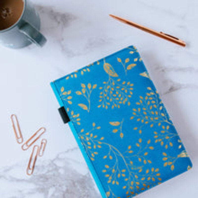 Blue Gold Leaves Notebook