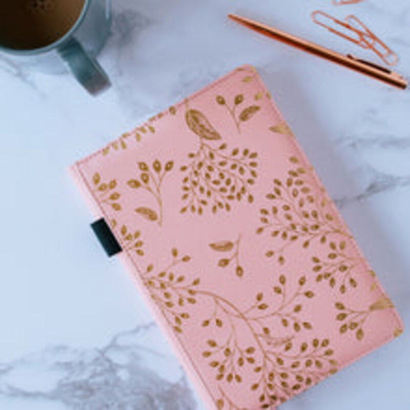 Pink Gold Leaves Notebook